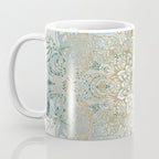 Yoga, Mandala, Teal and Gold, Wall Art Boho Coffee Mug Gallery Image 3