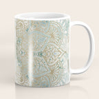 Yoga, Mandala, Teal and Gold, Wall Art Boho Coffee Mug Gallery Image 1