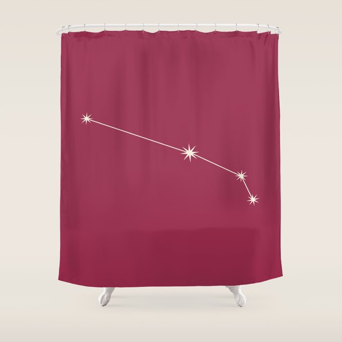 Aries Zodiac Star Constellation Line Art Pink Shower Curtain Gallery Image 1