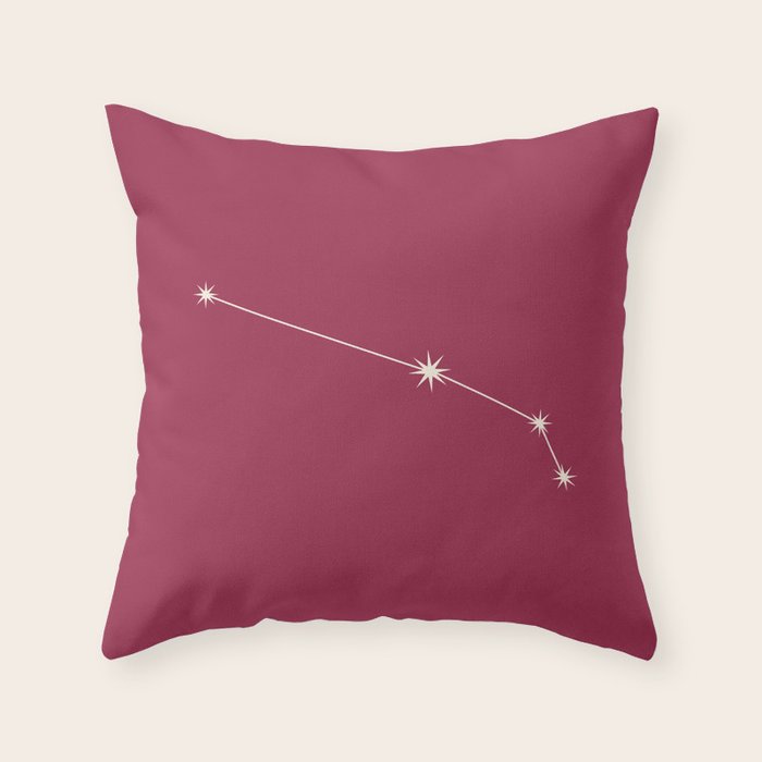 Aries Zodiac Star Constellation Line Art Pink Throw Pillow Gallery Image 6