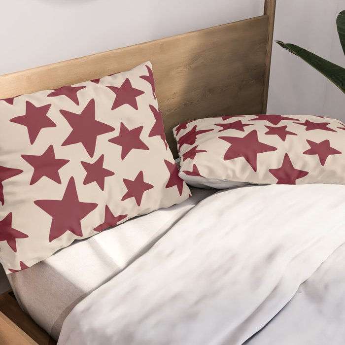 Wine Wonky Stars Pillow Sham Gallery Image 2