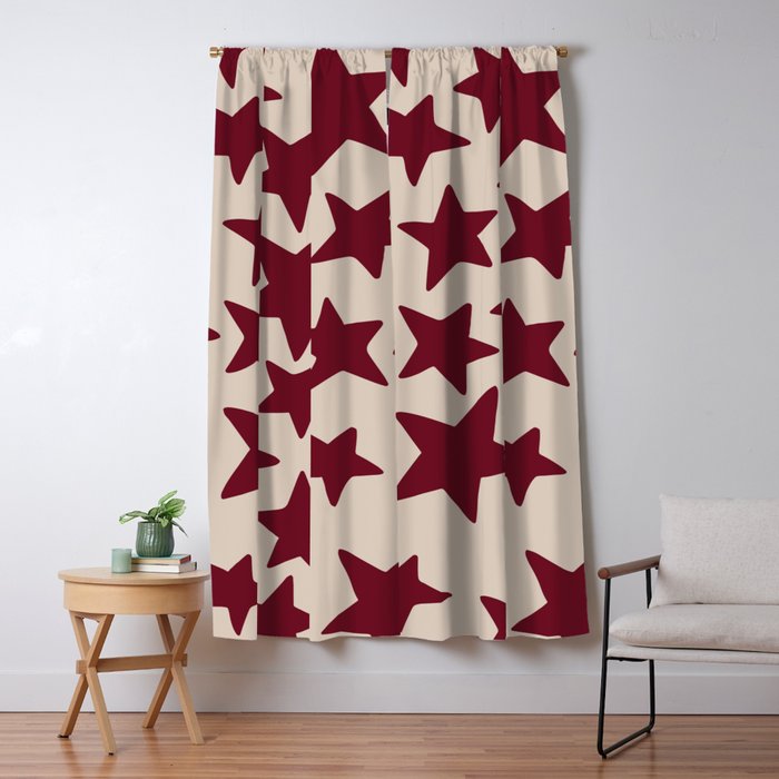 Wine Wonky Stars Window Curtain Gallery Image 5