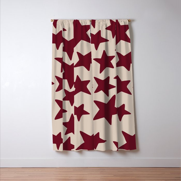 Wine Wonky Stars Window Curtain Gallery Image 3