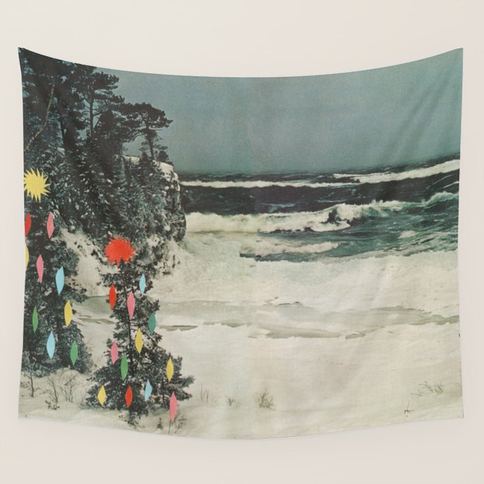 Christmas Beach Wall Tapestry Gallery Image 1