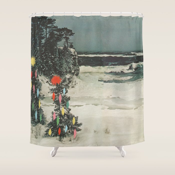 Christmas Beach Shower Curtain Gallery Image 1