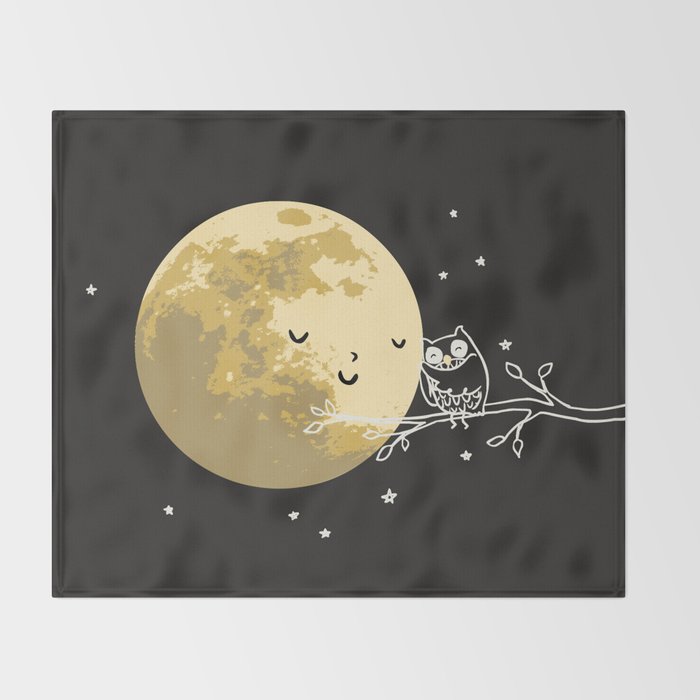 Owl and Moon Throw Blanket Gallery Image 2