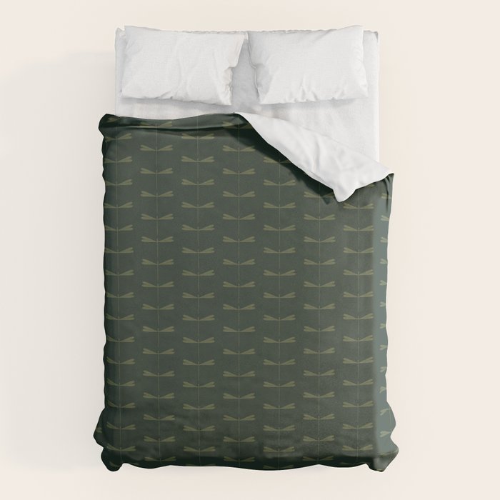 Dragonfly Pattern X Earthy Green Duvet Cover Gallery Image 1