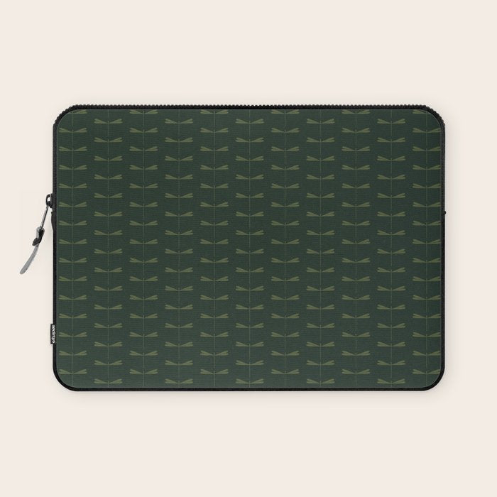 Dragonfly Pattern X Earthy Green Laptop Sleeve Gallery Image 1