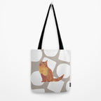 Round and Square Shape and Cat - Dark Brown and Warm Grey Tote Bag Gallery Image 2