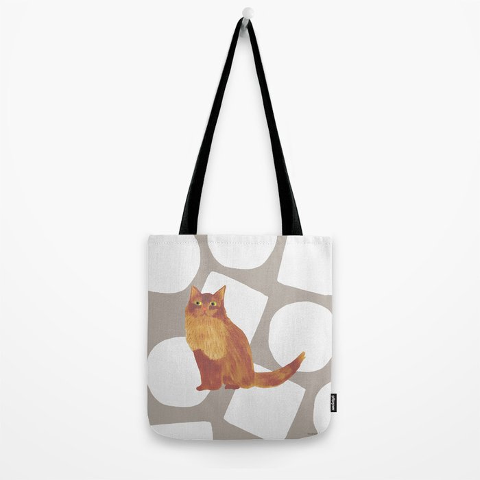 Round and Square Shape and Cat - Dark Brown and Warm Grey Tote Bag Gallery Image 2