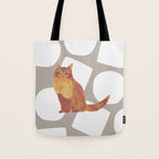 Round and Square Shape and Cat - Dark Brown and Warm Grey Tote Bag Gallery Image 1