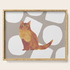 Round and Square Shape and Cat - Dark Brown and Warm Grey Serving Tray Gallery Image 1