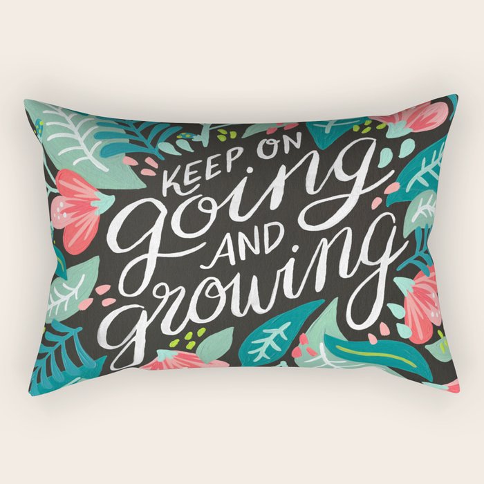 Keep on Going & Growing â Pink on Charcoal Rectangular Pillow Gallery Image 2