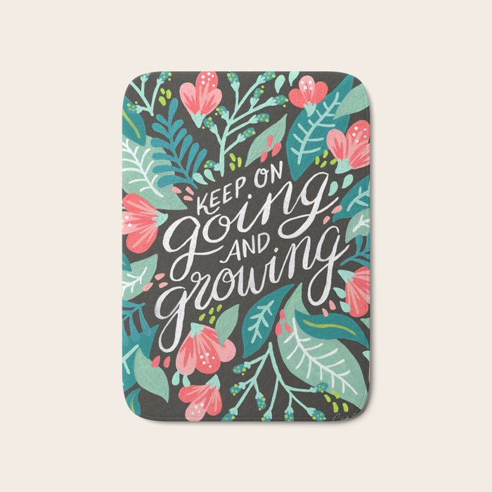 Keep on Going & Growing â Pink on Charcoal Bath Mat Gallery Image 1