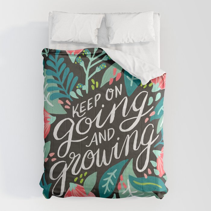 Keep on Going & Growing â Pink on Charcoal Comforter Gallery Image 1