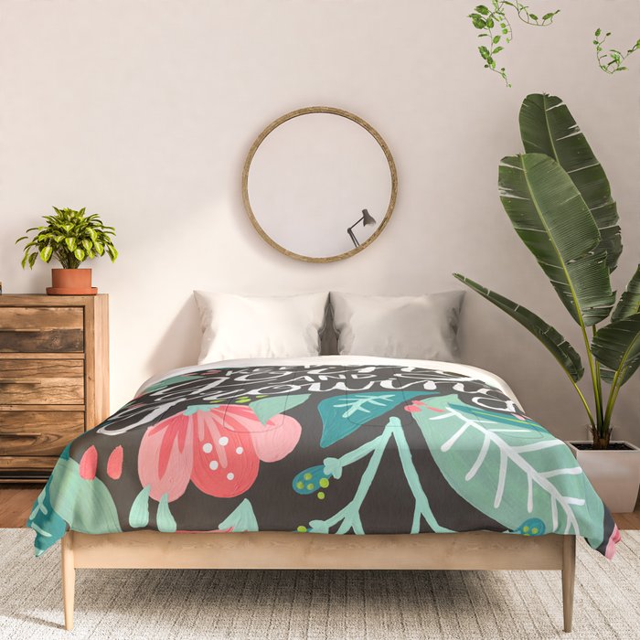Keep on Going & Growing â Pink on Charcoal Comforter Gallery Image 3