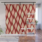 Mid Century Modern Atomic Christmas Ornaments Blush Pink and Maroon Pattern Wall Mural Gallery Image 1