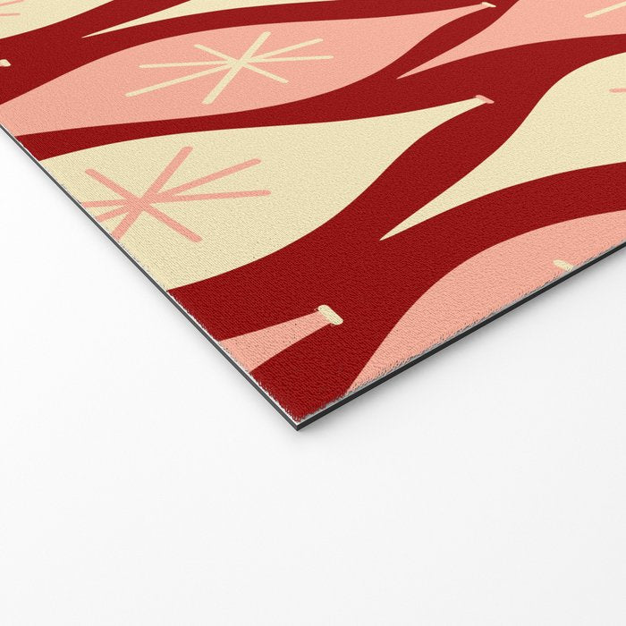 Mid Century Modern Atomic Christmas Ornaments Blush Pink and Maroon Pattern Welcome Mat Gallery Image 2