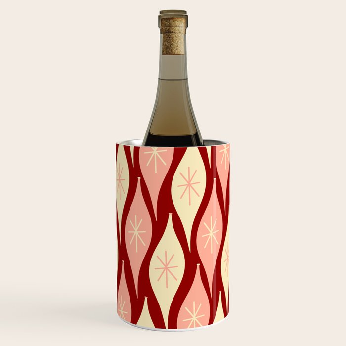 Mid Century Modern Atomic Christmas Ornaments Blush Pink and Maroon Pattern Wine Chiller Gallery Image 3