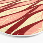 Mid Century Modern Atomic Christmas Ornaments Blush Pink and Maroon Pattern Bath Mat Gallery Image 3