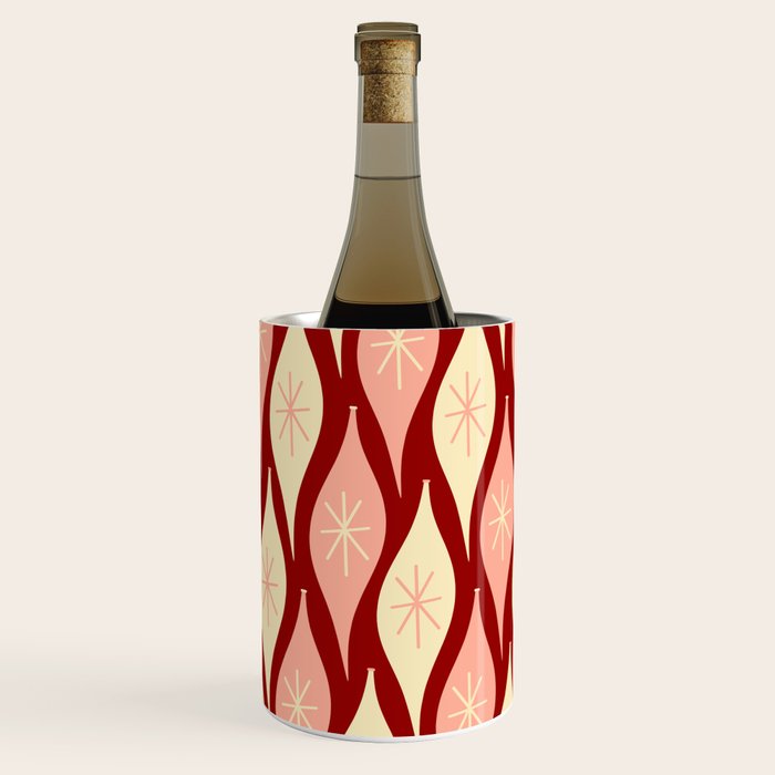 Mid Century Modern Atomic Christmas Ornaments Blush Pink and Maroon Pattern Wine Chiller Gallery Image 2