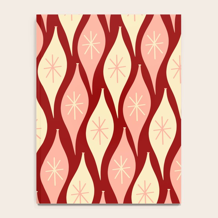 Mid Century Modern Atomic Christmas Ornaments Blush Pink and Maroon Pattern Notebook Gallery Image 4