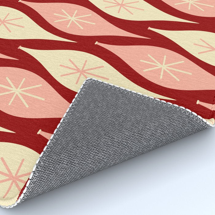 Mid Century Modern Atomic Christmas Ornaments Blush Pink and Maroon Pattern Rug Gallery Image 4