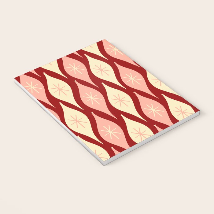 Mid Century Modern Atomic Christmas Ornaments Blush Pink and Maroon Pattern Notebook Gallery Image 3