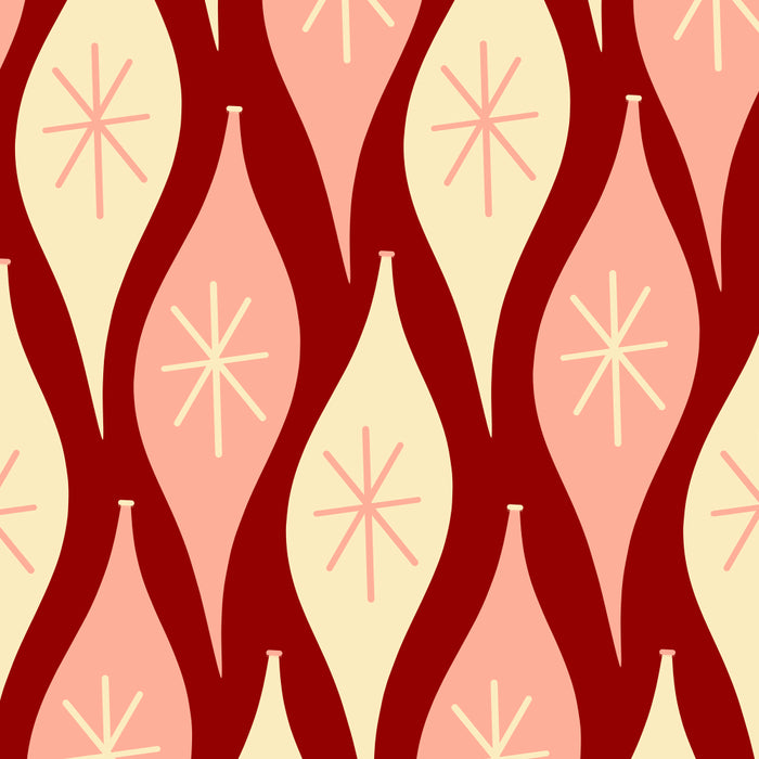 Mid Century Modern Atomic Christmas Ornaments Blush Pink and Maroon Pattern Coffee Mug Gallery Image 2