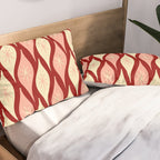 Mid Century Modern Atomic Christmas Ornaments Blush Pink and Maroon Pattern Pillow Sham Gallery Image 2