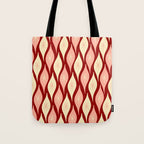 Mid Century Modern Atomic Christmas Ornaments Blush Pink and Maroon Pattern Tote Bag Gallery Image 1