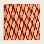 Mid Century Modern Atomic Christmas Ornaments Blush Pink and Maroon Pattern Wood Wall Art Gallery Image 1