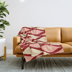 Mid Century Modern Atomic Christmas Ornaments Blush Pink and Maroon Pattern Throw Blanket Gallery Image 1