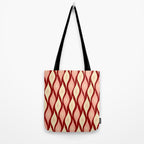 Mid Century Modern Atomic Christmas Ornaments Blush Pink and Maroon Pattern Tote Bag Gallery Image 2