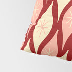 Mid Century Modern Atomic Christmas Ornaments Blush Pink and Maroon Pattern Pillow Sham Gallery Image 4