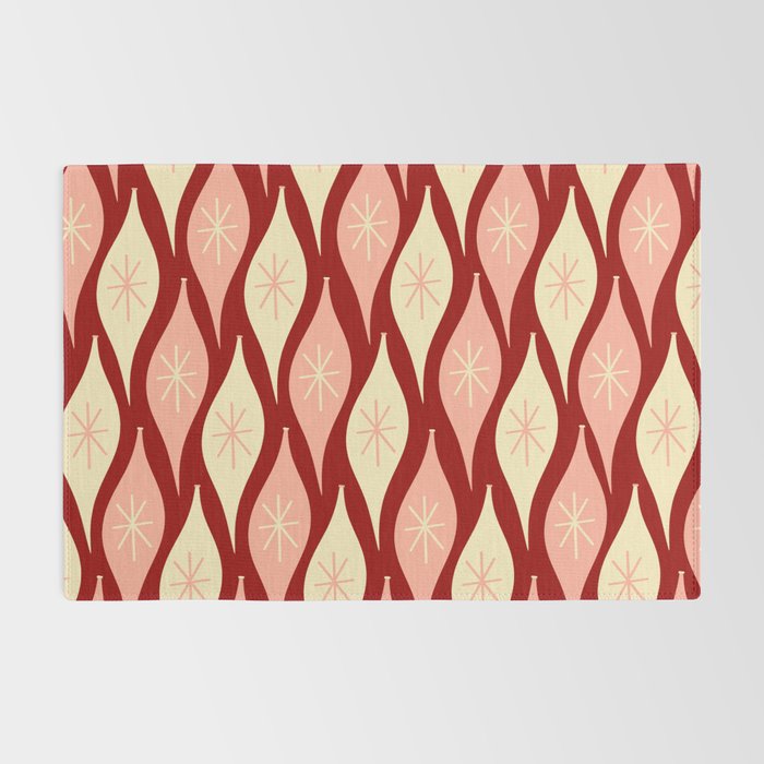 Mid Century Modern Atomic Christmas Ornaments Blush Pink and Maroon Pattern Rug Gallery Image 2