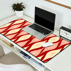 Mid Century Modern Atomic Christmas Ornaments Blush Pink and Maroon Pattern Desk Mat Gallery Image 2