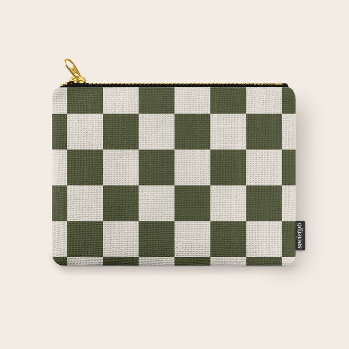 Checkered (Olive Cream) Carry All Pouch Gallery Image 1