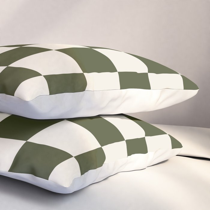 Checkered (Olive Cream) Pillow Sham Gallery Image 3