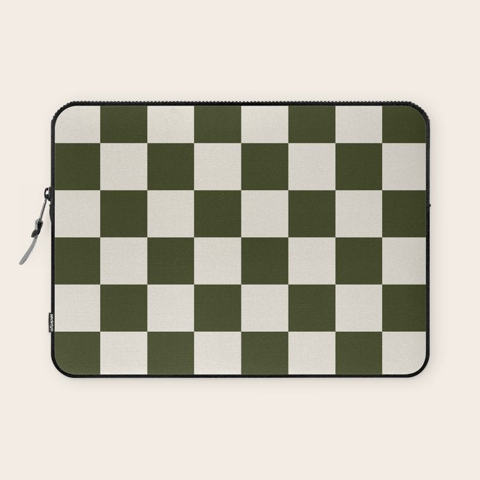 Checkered (Olive Cream) Laptop Sleeve Gallery Image 1