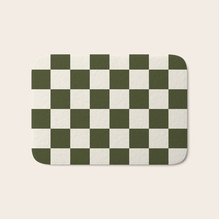 Checkered (Olive Cream) Bath Mat Gallery Image 1