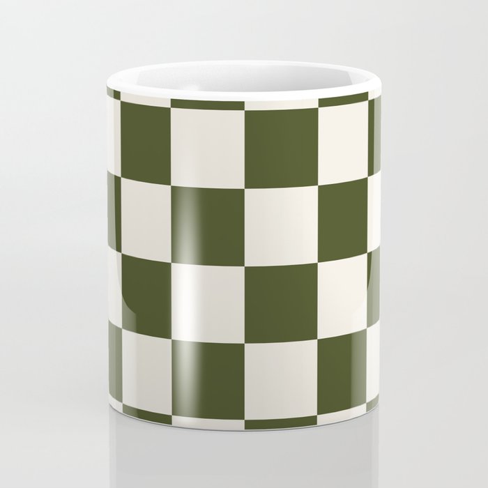 Checkered (Olive Cream) Coffee Mug Gallery Image 4