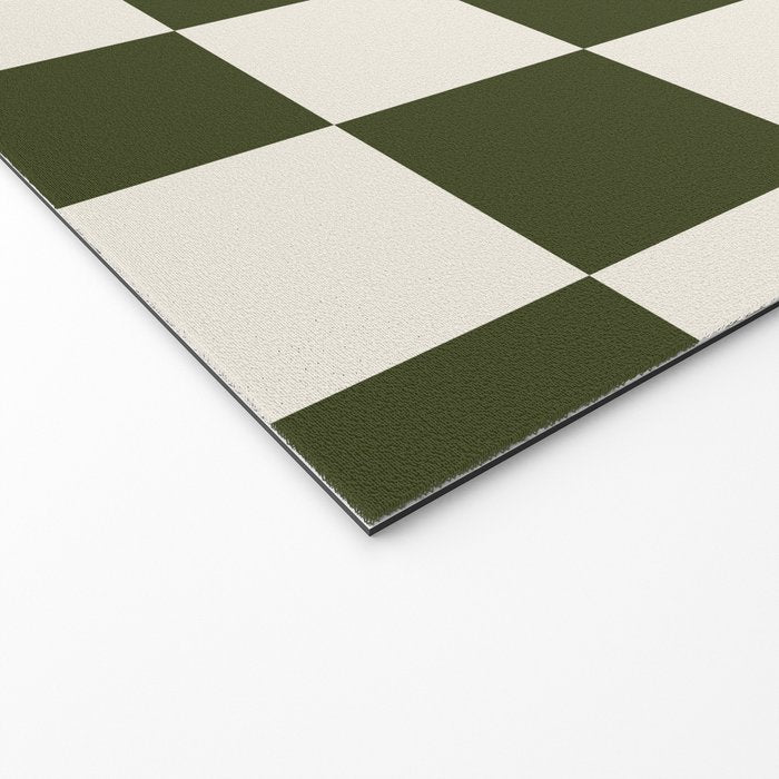 Checkered (Olive Cream) Welcome Mat Gallery Image 2