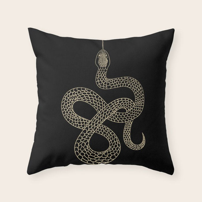 Vintage line snake Throw Pillow Gallery Image 6