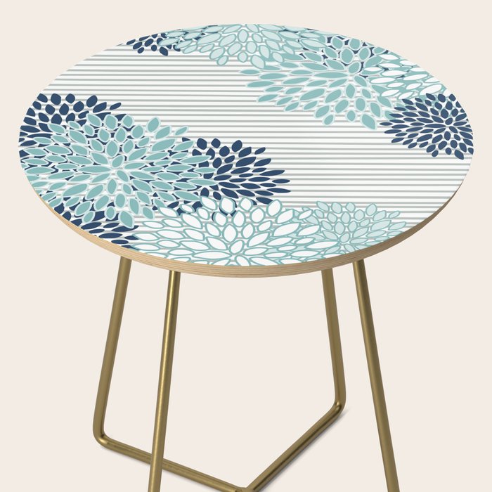Festive, Floral Prints and Stripes, Teal and Blue Side Table Gallery Image 2