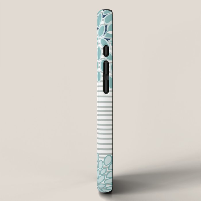 Festive, Floral Prints and Stripes, Teal and Blue iPhone Case Gallery Image 2