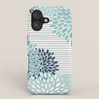 Festive, Floral Prints and Stripes, Teal and Blue iPhone Case Gallery Image 1