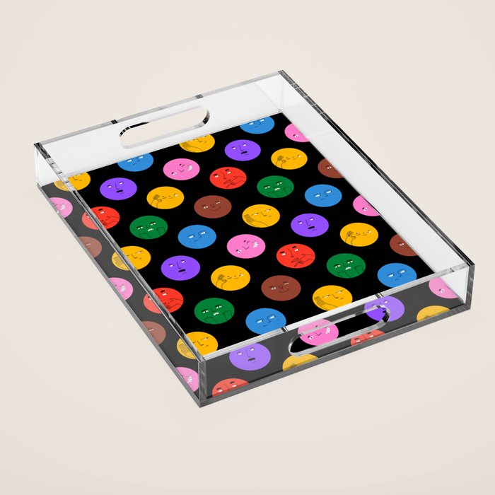 Funny colorful cartoon character face pattern Acrylic Tray Gallery Image 1