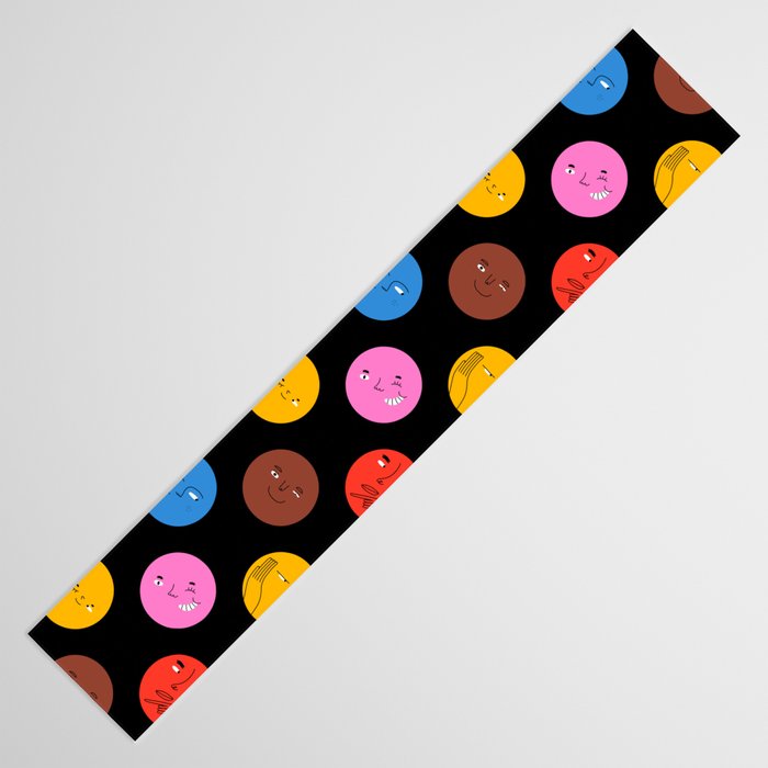 Funny colorful cartoon character face pattern Table Runner Gallery Image 3