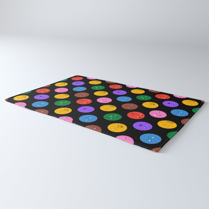 Funny colorful cartoon character face pattern Rug Gallery Image 3